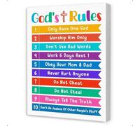 PKNVKZIDK Bible Verse Wall-Art, Christian Nursery Decor with God's Rules, Educational Sunday School Decorations for Classroom, Inspirational Religious Gifts Framed,08x12inch(20x30cm)