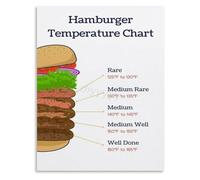 PKNVKZIDK Burger Temperature Chart Poster For Home Kitchen Chef Cooking Guide Rare Medium Well Done Visual Aid Unframed,08x12inch(20x30cm)