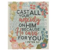 PKNVKZIDK Canvas Poster Featuring 1 Peter 5:7, Bible Quote Wall Art, “Cast Your Cares” Christian Decor for Living Room, Bedroom, Church Framed,16x24inch(40x60cm)