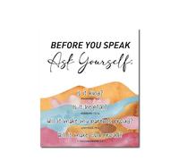 PKNVKZIDK Christian Kids Room Decor, Bible Verse Wall Art with Kindness Message: “Before You Speak, Ask Yourself…” for Nursery Unframed,16x24inch(40x60cm)
