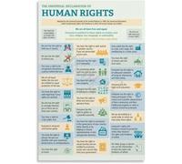 PKNVKZIDK Civics Education Poster - Fundamental Human Rights Chart, Inspirational Wall Art for Classroom, NGO Office, Home(Framed,16x24inch(40x60cm))
