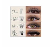PKNVKZIDK Classic Volume Hybrid Eyelash Extension Guide Lash Styles Chart Poster Lash Studio Decor Wall-Art Unframed,12x18inch(30x45cm)