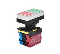 PKNVKZIDK Emergency Stop Switch Double Push 22mm Double Button Two-Position Reset Button Switch with LED Egg Push 12V24V220V AC ON/Off Start Stop 1 NO 1NC LA36M 220V(Silver Edge,2NO2NC) PKNVKZIDK