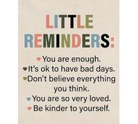 PKNVKZIDK Empathy and Self-Love Set - You Are Enough & Be Kind Inspirational Wall-Art, Encouraging Quotes for Friends, Teachers, and Mental Health Awareness Unframed,08x12inch(20x30cm)