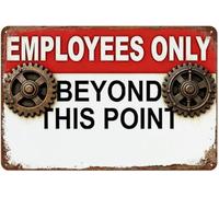 PKNVKZIDK Employees Only Beyond This Point Metal Tin Sign Vintage Industrial Wall Plaque Warning Office Factory Shop 8 X 12 in
