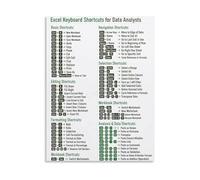 PKNVKZIDK Excel Keyboard Shortcuts for Data Analysts Productivity Cheat Sheet Educational Canvas Poster Wall-Art for Home Office and Workspace Decor Framed,12x18inch(30x45cm)