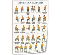 PKNVKZIDK Gift for Active Seniors - Chair Yoga Exercise Guide Poster, Safe Mobility Routine Chart, Uplifting Wall Art for Parents, Grandparents, Caregivers Unframed,12x18inch(30x45cm)
