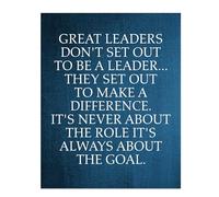 PKNVKZIDK Great Leaders Set Out to Make a Difference Uplifting Print, Motivational Quote Canvas Art for Bedroom, Living Room, and Office Wall Decor Unframed,08x12inch(20x30cm)