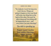 PKNVKZIDK Inspirational Bible Verses Amos 9 13 15 Canvas Wall-Art Print Christian Poster for Home Office Living Room Bedroom Decor Framed,12x18inch(30x45cm)