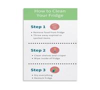 PKNVKZIDK Kitchen Guide Poster How to Clean Refrigerator and Freezer Deep Cleaning Tips Canvas Wall-Art for Home Decor Unframed,08x12inch(20x30cm)