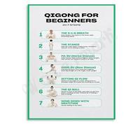 PKNVKZIDK Learn Qigong Poster Easy 7 Step Practice Guide for Home Canvas Print Wall-Art Framed,08x12inch(20x30cm)