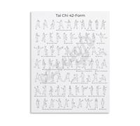 PKNVKZIDK Learn Tai Chi 42 Form at Home Poster Large Easy to Follow Movement Sequence Chart for Beginners and Intermediate Students Canvas Print Framed,08x12inch(20x30cm)