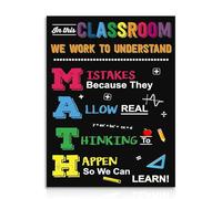 PKNVKZIDK Mathematics Affirmations Poster Growth Mindset Encouragement Prints Math Teacher Classroom Decor Motivational Wall-Art For Students Learning Success Framed,12x18inch(30x45cm)