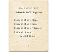 PKNVKZIDK Maurice Sendak Where The Wild Things Are Book Page Print, Typography Art from The Caldecott Medal Winning Classic, Inspirational Literary Home Decor 2 Unframed,16x24inch(40x60cm)