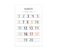 PKNVKZIDK Montessori Inspired Poster Boho Style Numbers Chart 1-20 for Early Learning Playroom Decor Room Wall-Art Canvas Framed,16X24inch(40X60cm)