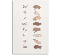 PKNVKZIDK Music Theory Poster Solfege Hand Signs Chart Do Re Mi Scale Educational Wall-Art for Teachers Classroom Homeschool Multicultural Decor Framed,16x24inch(40x60cm)