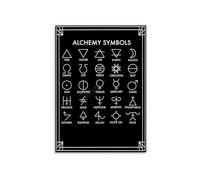 PKNVKZIDK Mystical Alchemical Symbols Poster - Meanings & Guide Chart Canvas Wall Art for Decor Framed,12x18inch(30x45cm)