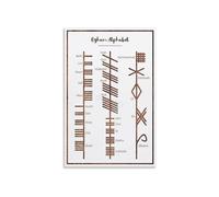 PKNVKZIDK Ogham Script Educational Poster Chart of the Ancient Irish Ogham Alphabet with Pronunciation Guide for Linguistics or History Classroom Unframed,08x12inch(20x30cm)