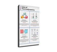 PKNVKZIDK Physics Laws of Thermodynamics Poster Zeroth First Second Third Law Science Educational Chart for Classroom Study Room Decor Framed,12X18inch(30X45cm)