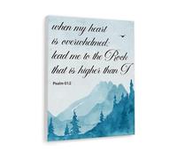 PKNVKZIDK Prayer Room and Home Decor When My Heart is Overwhelmed Canvas Psalm 61:2 Christian Scripture for Office Church Bible Verse Art Unframed,16x24inch(40x60cm)