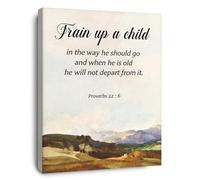 PKNVKZIDK Proverbs 22:6 Wall-Art, Train Up a Child in the Way He Should Go, Christian Bible Verse Print, Parenting Gift Framed,16x24inch(40x60cm)