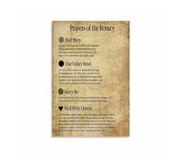 PKNVKZIDK Rosary Prayers Instructional Poster, Catholic Christian Devotional Wall Art for Meditation, Bedroom, Office Framed,12x18inch(30x45cm)