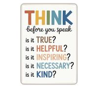 PKNVKZIDK Rustic Metal Tin Sign Think Before You Speak Wise Words Vintage Wall Hanging For Home Classroom Garden Bar Decor 8 X 12 inch