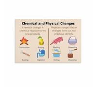 PKNVKZIDK Science Classroom Decor - Chemical and Physical Changes Poster, Middle School Chemistry Educational Chart for Lab & Library (Framed,08x12inch(20x30cm))