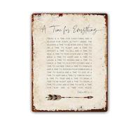 PKNVKZIDK Scripture Wall-Art Ecclesiastes 3 1-8 A Time for Everything Modern Metal Sign for Church Office 8 X 12 in
