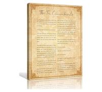PKNVKZIDK Ten Commandments Canvas Wall-Art Vintage Bible Scripture Print Exodus 20 1-17 Christian Home Office Living Room Framed,12x18inch(30x45cm)