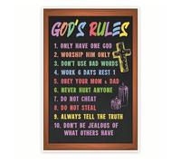 PKNVKZIDK Ten Commandments Christian Wall Art, Biblical Scripture Religious Print for Home, Church or Office Decor(Framed,08x12inch(20x30cm))