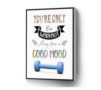 PKNVKZIDK Unframed Motivational Gym Art, One Workout From A Good Mood Print, Ready to Hang Workout Inspiration Decor Unframed,16x24inch(40x60cm)