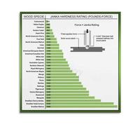 PKNVKZIDK Wood Hardness Chart Canvas Print Janka Scale Lumber Grade Poster for Carpenter Workshop Garage Bedroom Office Man Cave Decor Gift for Woodworker(Framed,08X12inch(20X30cm))