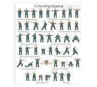 PKNVKZIDK Yi Jin Jing Qigong Silk Scroll Style Art - Ancient Healing Exercises & Tai Chi Poses Canvas Painting for Acupuncture Clinic, Study Unframed,12x18inch(30x45cm)
