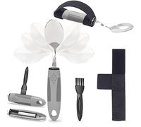 PKPKAUT Bendable/Weighted Spoons for Hand Tremors with Universal Cuff Set, Adaptive Spoon for Parkinsons Patients, Parkinson's Spoon for Shaking Hands, Built Up Utensils for Adults Disabled Elderly