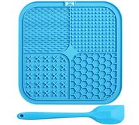 PKQTOP Lick Mat for Dogs, Dog Licking Pad, BPA-Free Lick Pad, Lick Mat, Slow Feeder with 1 Piece Silicone Spatula, Dog Lick Mat for Dog Bathing, Training, Grooming & Claw Care (20 cm x 20 cm, Blue)