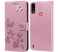 PKQTOP Phone Case for Motorola Moto E7 Power/E7I Power with Kickstand,Card Slots,Silicone Bumper,Shockproof,Flip Wallet Leather Protective Cover for Moto E7 Power/E7I Power(6.5'')