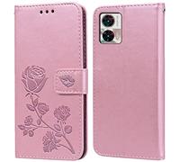 PKQTOP Phone Case for Motorola Moto Edge30 Neo with Kickstand,Card Slots,Silicone Bumper,Shockproof,Flip Wallet Leather Protective Cover for Moto Edge 30 Neo(6.28'') Pink
