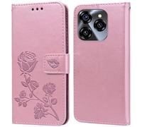 PKQTOP Phone Case for Oukitel C50 with Kickstand,Card Slots,Silicone Bumper,Shockproof,Flip Wallet Leather Protective Cover for Oukitel C50 Pink