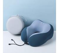 PKRANZYHKAL Neck Pillow for Travel: Ultimate Memory Foam Support for Airplane Journeys - Travel Essentials with Cooling Fabric,Navy Blue