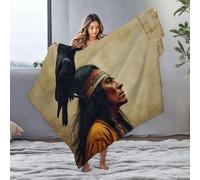 PKRD Baby Blankets Native American With Raven On Head. Flannel Blanket Baby Blankets Easter Gifts(125x150cm)