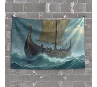 PKRD Bar Accessories Man Cave Viking Ship Sailing Through Stormy Seas. Tapestry Man Cave Bar Aesthetic Stuff(75X100CM)