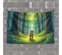 PKRD Bedroom Door Decorations A Cat Walks Down A Path In A Forest. Tapestry Dorm Decoration Dorm Decoration(75X100CM)