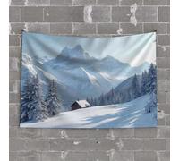 PKRD Cave Man Bar Snowy Mountain Cabin In Winter Landscape. Tapestry Bedroom Door Decor Bedroom Wall Decor Above Bed(100X150CM)