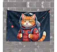 PKRD Decor For Man Cave A Cat In An Astronaut Suit Floating In Space. Tapestry Funny Decor For Bar Tapestry For Men(100X150CM)