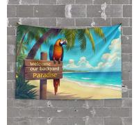 PKRD Decor For Man Cave Welcome To Our Backyard Paradise! Tapestry Funny Decor For Bar Tapestry For Men(75X100CM)