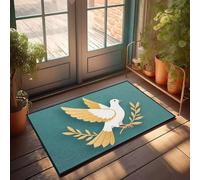 PKRD Door Mats Outdoor Large A White Dove With Golden Wings Holding An Olive Branch. Doormat Front Door Mats Outdoor Large Office Decor For Men(40X60CM)
