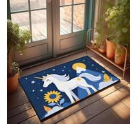 PKRD Doormats Outdoor A Unicorn Stands Under A Starry Sky With Mountains In The Background. Doormat Tiki Bar Decorations Funny Door Mats For Front Doo(50X80CM)