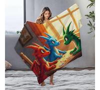PKRD Easter Gifts Three Dragons Playing Cards By The Window. Flannel Blanket Blankets Queen Size Large Throw Blanket(127x100cm)