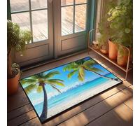 PKRD Fall Door Rug Tropical Paradise With Palm Trees And City Skyline. Doormat Fall Door Rug Inside Door Mats For Front Door(65X90CM)